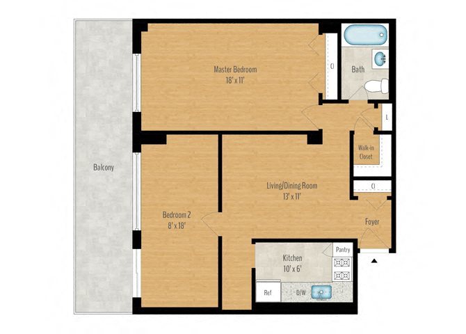 2 Bedroom B - 803 SQ FT